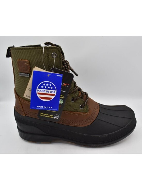 Kamik Mens Size 11 Lawrence Dark Olive Leather Insulated Waterproof Winter Boots